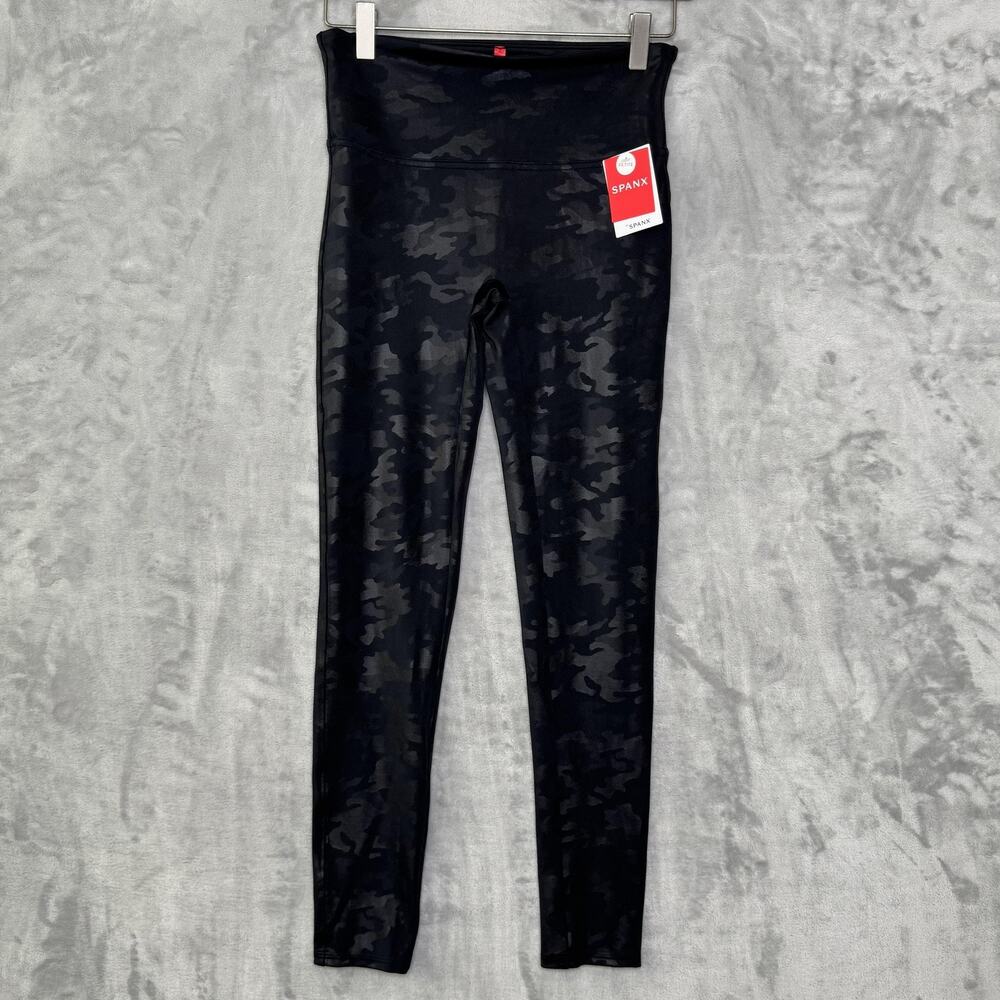 Spanx Leggings Womens Medium Petite Camo Faux Leather High Rise Pants
